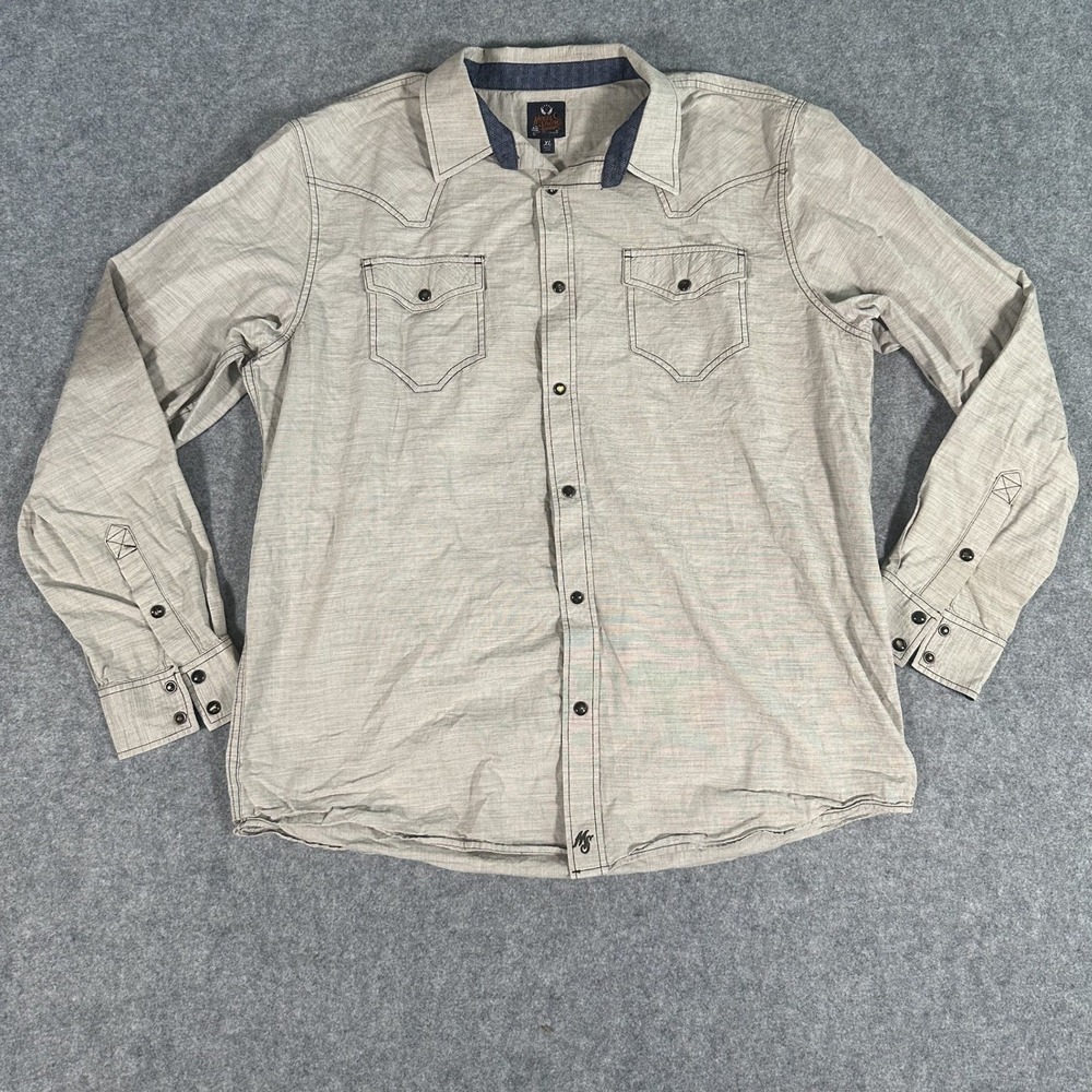 Moonshine Spirit Brad Paisley Button Down‎ Shirt XL Grey Slub Western Style